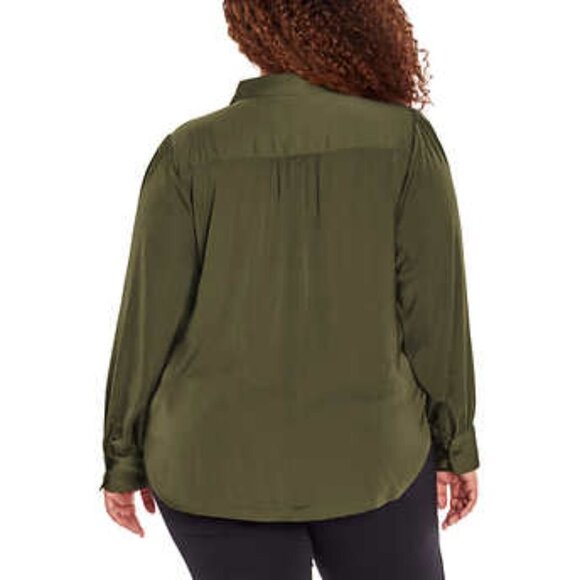 NWOT Banana Republic Satin Blouse | Green - Picture 3 of 7